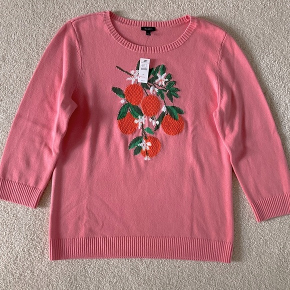 NWT Talbots Embroidered Pullover Sweater, Medium - Picture 1 of 9